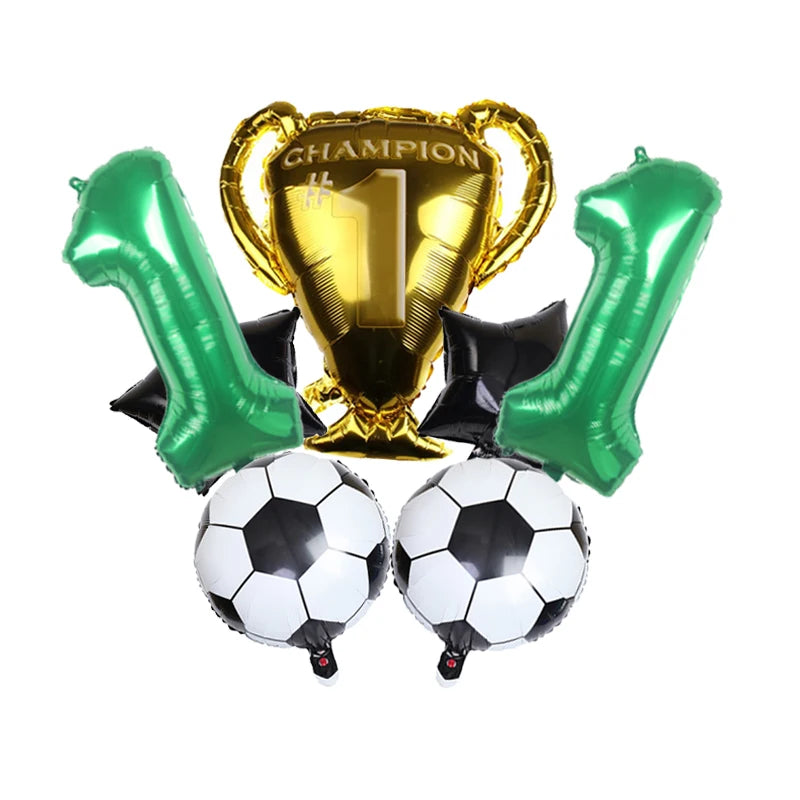 32inch Green Digital Number Foil Ballon Trophy Football Helium Balloons Kids Gifts Birthday Party Football theme Decoration