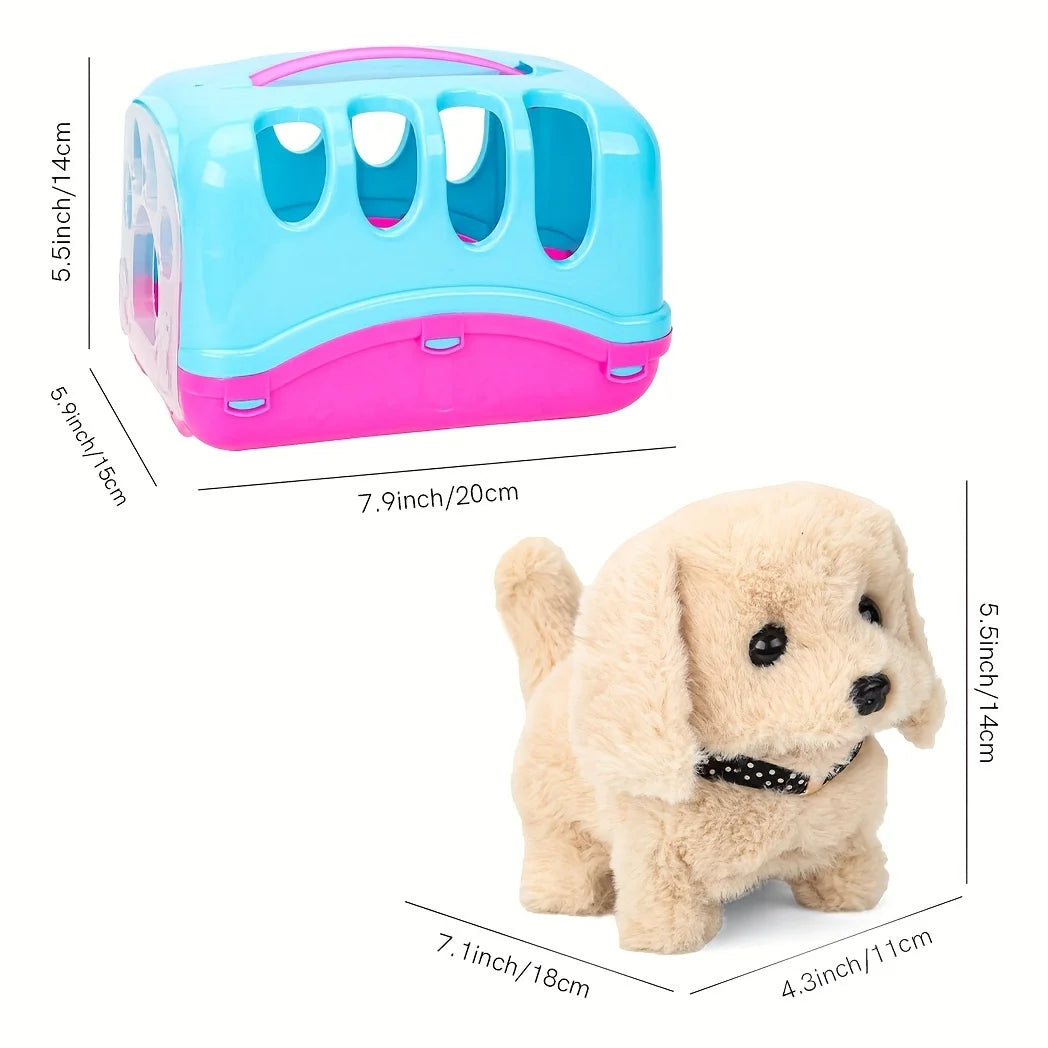 Pet Puppy Care Accessories with Dog House -Simulated Brador Dog Call Plush Toy - Children Interactive Vet Clinic Doctor - Role
