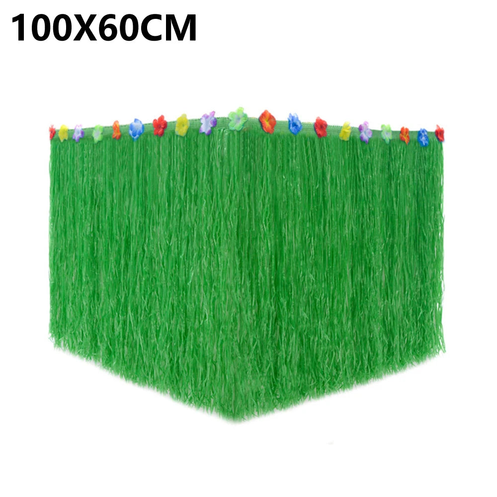 Straw Table Skirt Hawaiian Party Grass Table Skirt Themed Party For Tropical Hawaiian Sea Wedding Birthday Party Decoration