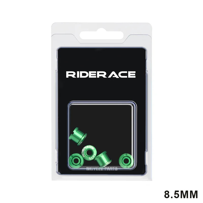 RIDERACE 5 PCS Double/Single Bicycle Chainring Bolts CNC Aluminum Alloy 7075 M8 6.5mm 8.5mm Road MTB Bike Crankset Bolt&Nut Set