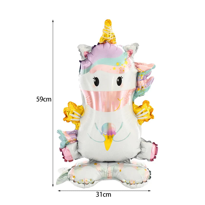 1pc 4D Rainbow Unicorn Foil Balloons For Girls Unicorn Birthday Decor Kids Jungle Birthday Party Elephant Animal Standing Ballon