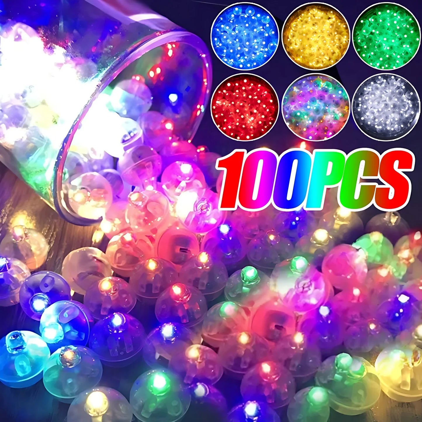 100/10Pcs Luminous Tumbler Ball Lamp Mini LED Balloon Light Colorful Flashing Lantern Christmas Wedding Birthday Party Decor
