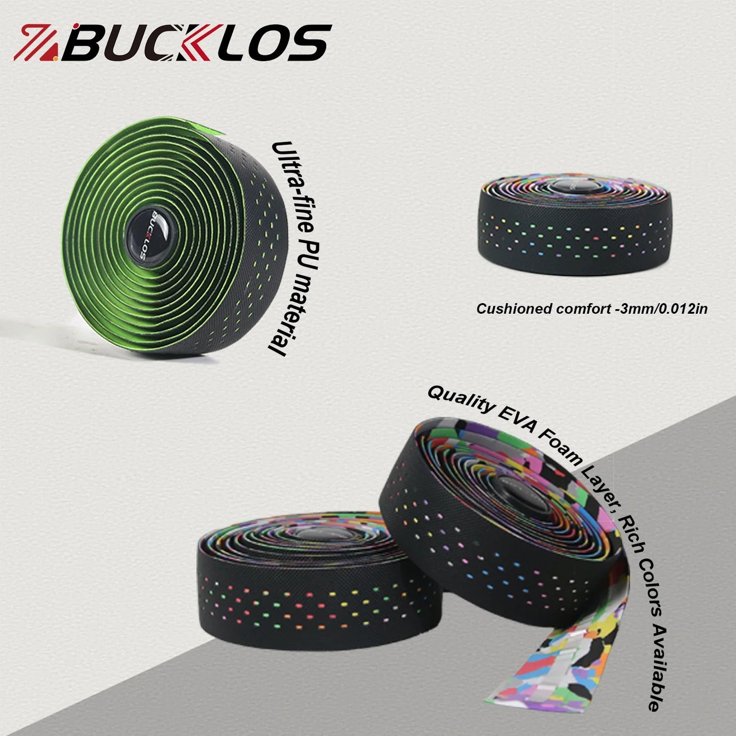 BUCKLOS Road Bike Handlebar Tape Soft PU EVA Gravel Bicycle Bar Tape Anti-Slip Shock Absorption Breath Grip Tape Cycling Parts