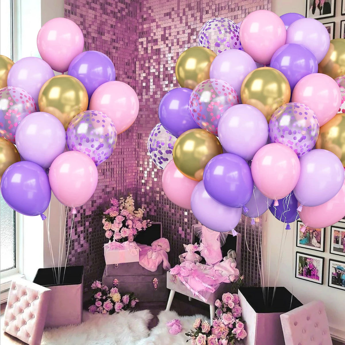 31/36/37/51/101Pcs Metallic Balloons Pearl Latex Balloon Gold Confetti Balloons for Birthday Weddings Baby Shower Party Decor