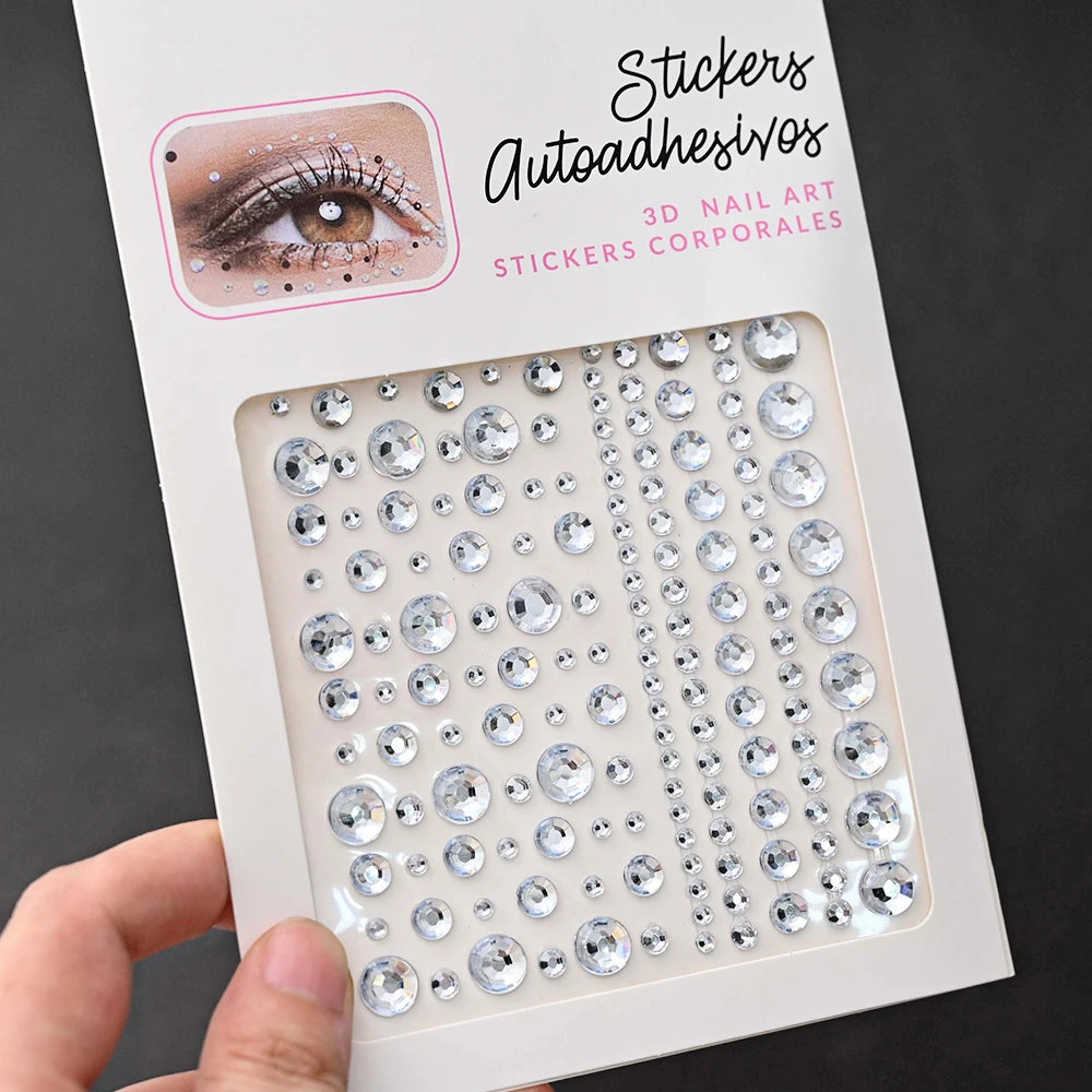 1Pcs Face Diamond Gem Sticker 5D Colorful Rhinestone Tattoo Eyeshadow Stickers fo Festival Nail Body Makeup Bling Jewel DIY Deco