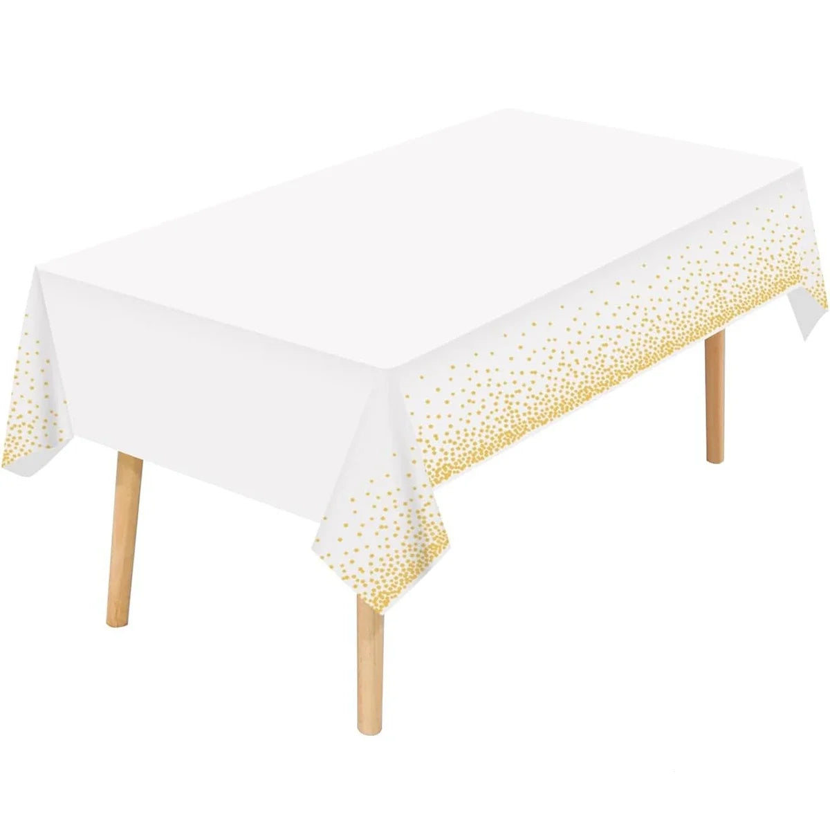 137x274cm Rectangle Disposable Bronzing Gold Dot Waterproof Party Tablecloth for Birthday Restaurant Wedding Decoration