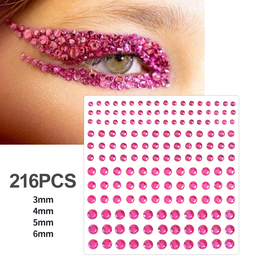 3D Face Eyes Party Makeup Tattoo Sticker Acrylic Diamond Rhinestones Sticker Self-adhesive Mixed Crystal Face Decoration Sticker