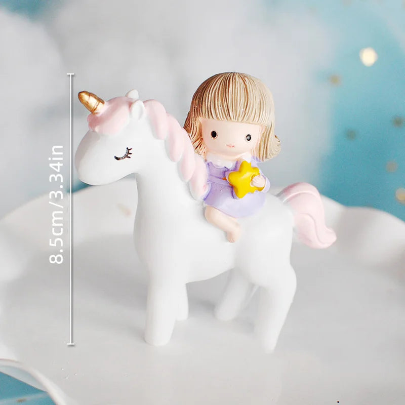 9 pcs unicorn rainbow cake topper unicorn with rainbow clouds stars Happy birthday cake decorations for girls one year old party