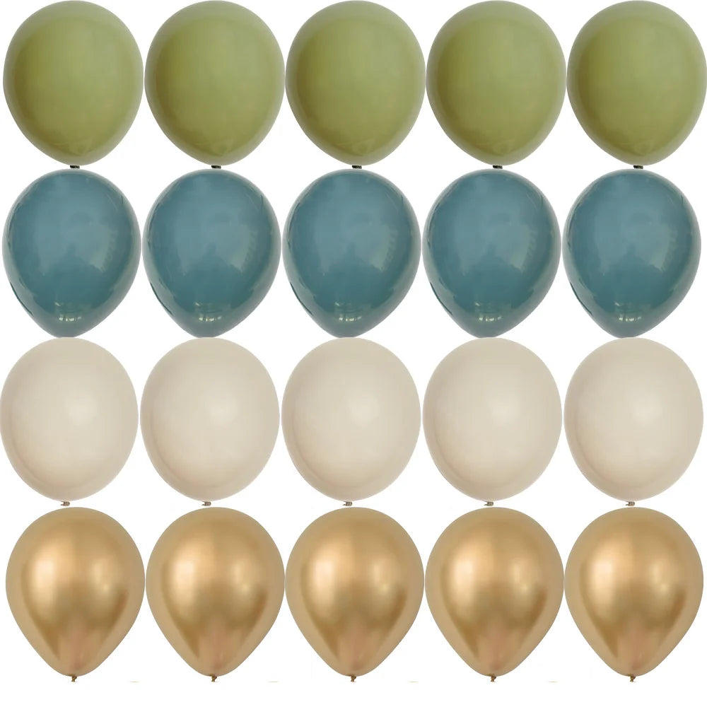 15/20PCS 10inch Vintage Balloons Retro Khaki Green Balloon Set for Wedding Anniversary Happy Birthday Party Decoration Supplies