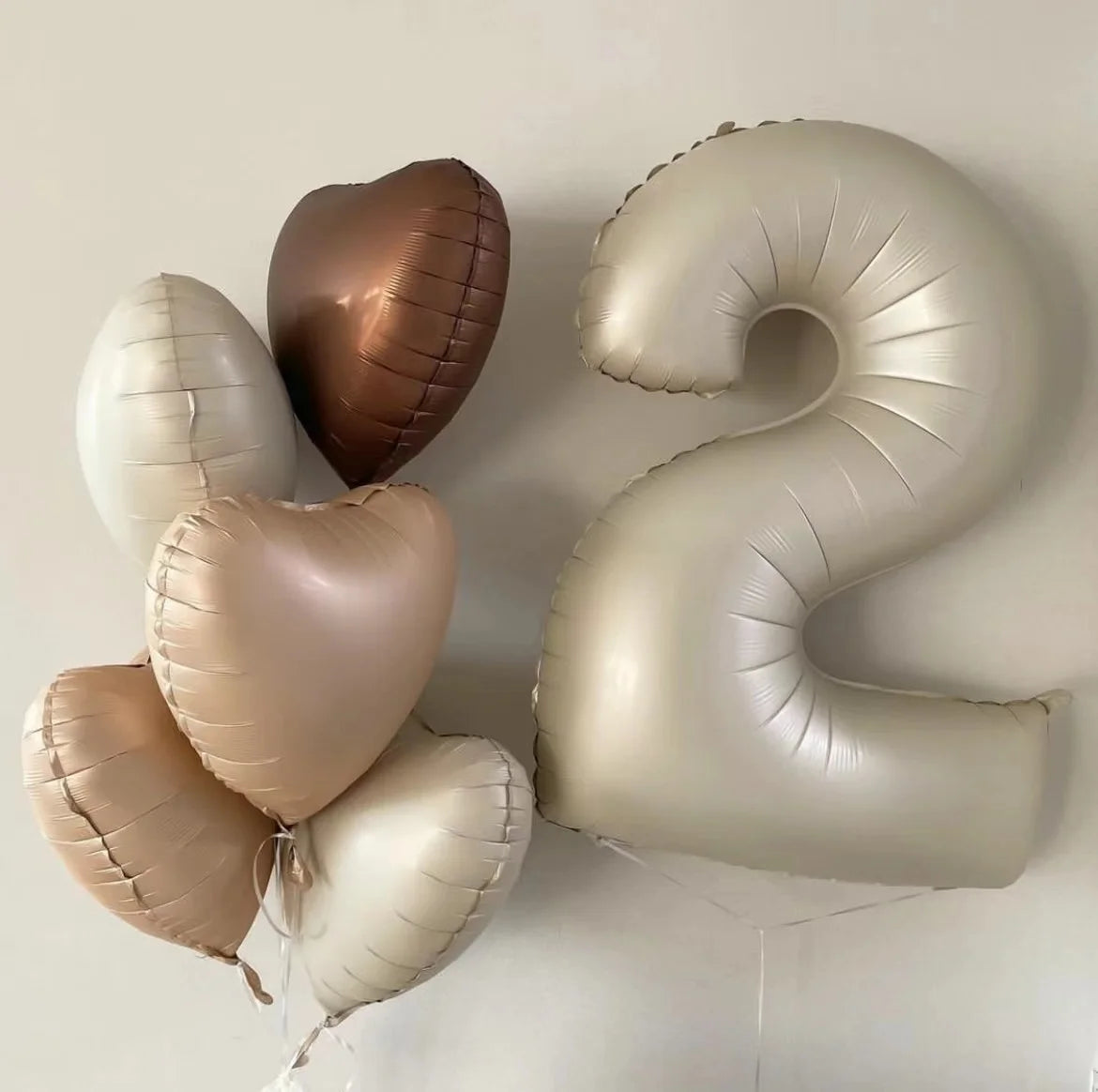 32/40inch Cream Caramel Big Number Foil Balloons 0 1 2 3 4 5 6 7 8 9 Balls White Color Wedding Birthday Party Decor Baby Shower