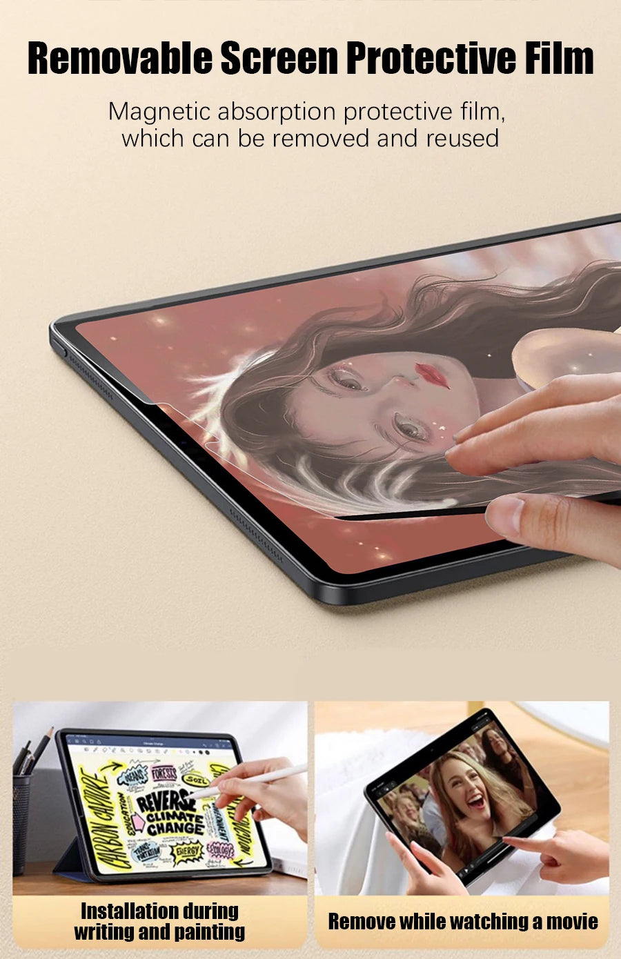 Like Paper Film For Ipad Pro 13 11 2024 12.9 10 9 10th 9th Generation 10.2 Screen Protector On Ipad Air 5 4 2 3 Mini 6 Magnetic