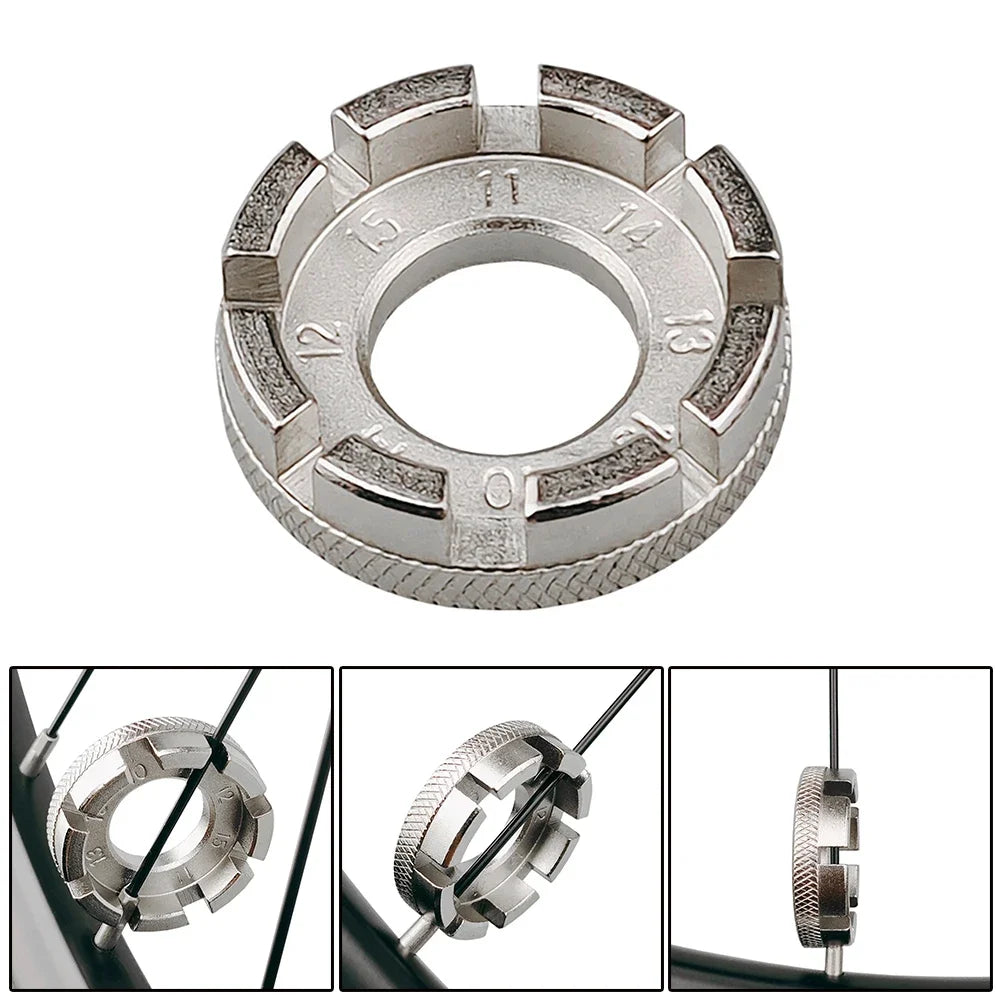 Bike Wheel Rim Wrench Mini Adjuster Spanner 8 Way Groove Bicycle Spoke Tension Wrench Bike Demolition Axis Repair Tools