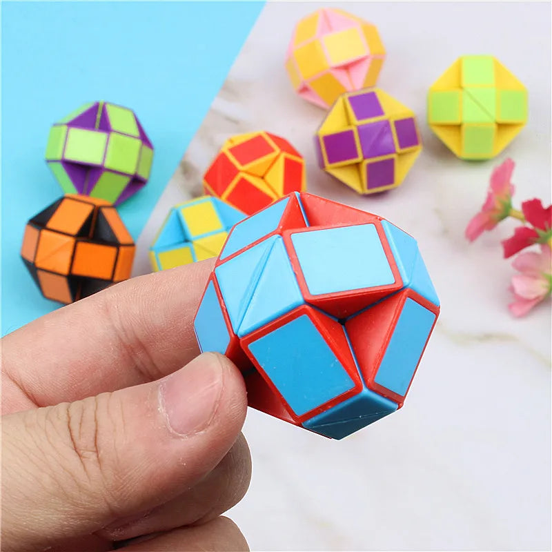 6Pcs/sets Folding Magic Snake Ruler Puzzle Antistress Cube Educational Toy Kids Birthday Party Favors Goodie Bags School Reward