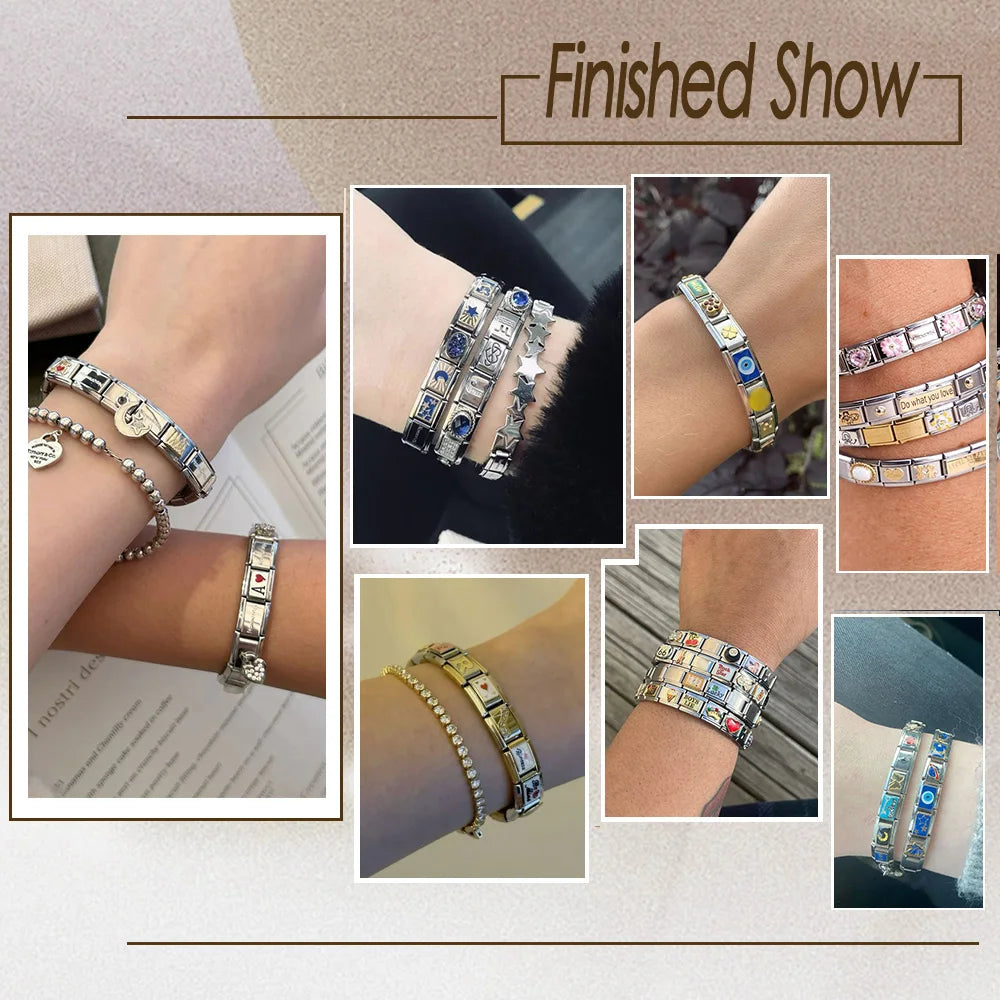 Trendy Italian Charms Bracelet 26 English A-Z Letter Name Custom Gold Color DIY Jewelry Making Gift Hand Bangle Chain Jewellry