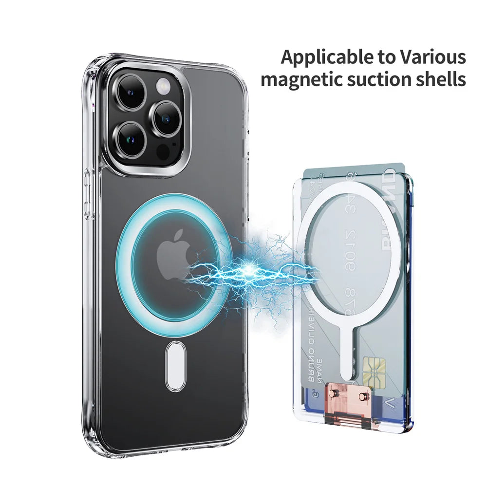 Strong Magnetic Magsafe Transparent Wallet For iPhone 15 16 Pro Max 14 13 12 Card Bag Cover For Samsung S24 S23 or Xiaomi 14 13