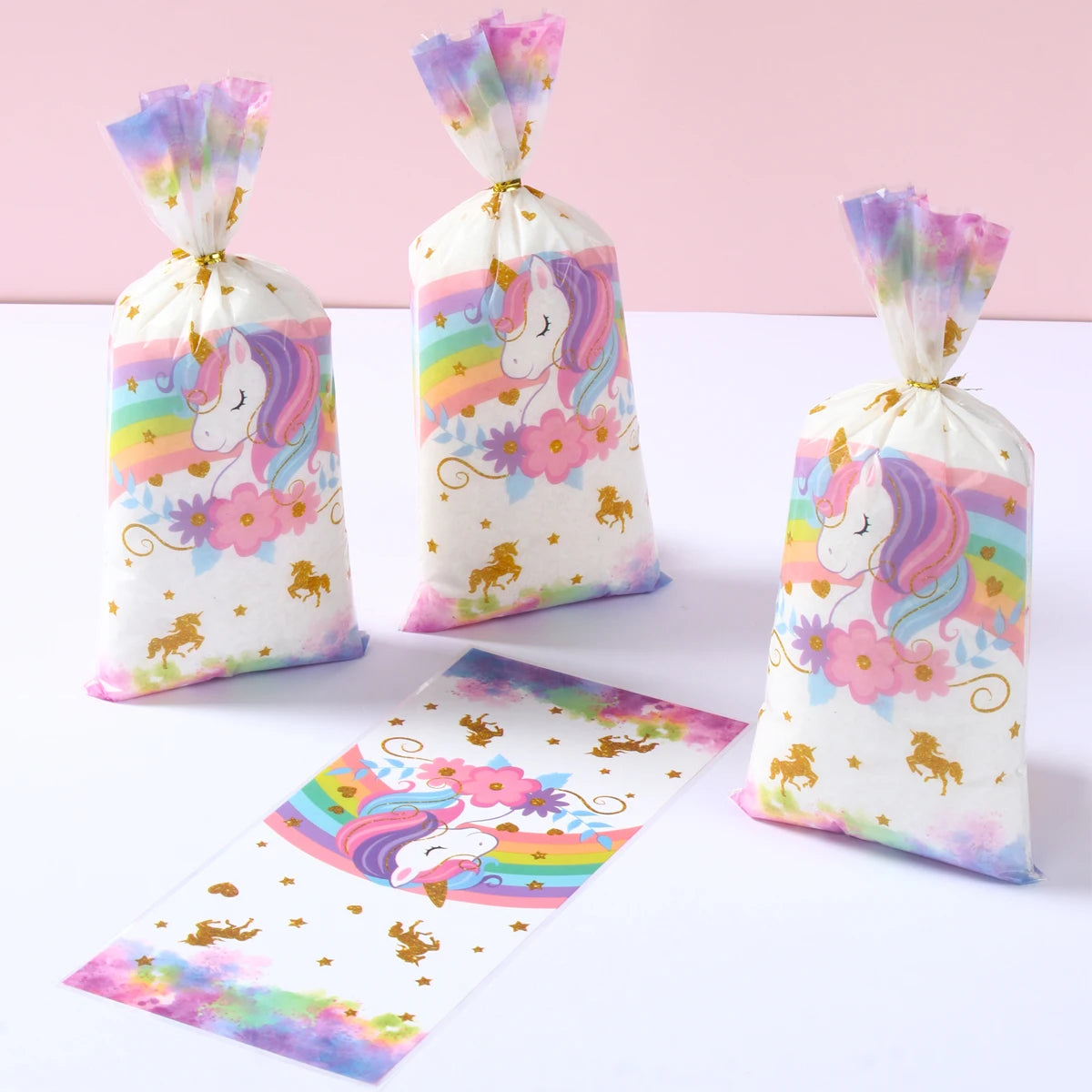 25/50/100pcs Unicorn Theme Candy Packing Bags Unicorn Birthday Party Decoration Kids Baby Shower Wedding Gift Bag Party Supplies