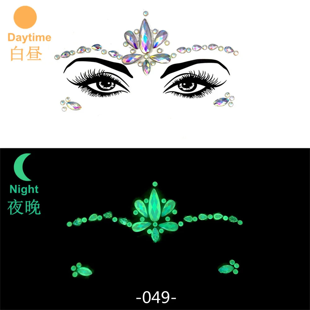 3D Rhinestone Bright Face stickers for festival Glitter Makeup Jewelry Sticker on Face crystals Gems jewels diamonds decoration