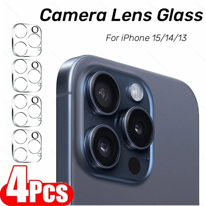 4PCS Camera Lens Glass For iPhone 16 15 14 13 Pro Max HD Back Lens Cap Protector For Iphone 15pro Max 14 Plus 13 Mini Glass