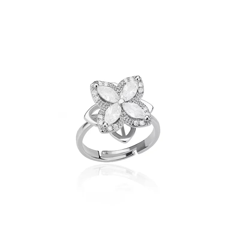Anti Stress Anxiety Fidget Rings for Women Stainless Steel Sunflower Sun Star Spinner Ring Christmas Jewelry Gifts