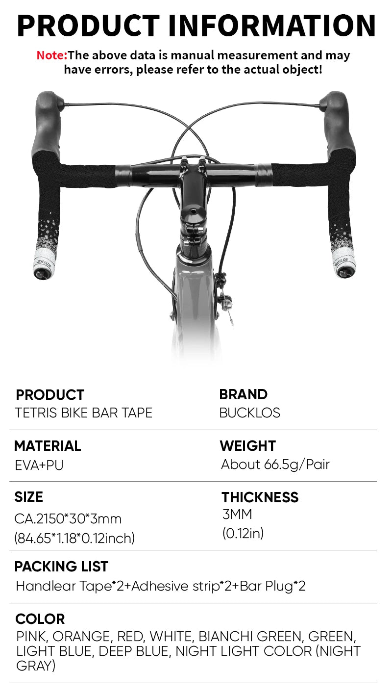 BUCKLOS Bicycle Handlebar Tape Comfortable Anti Slip Bike Handle Bartape Strap Shock Absorbing Road Racing Cycling Grip Tapes