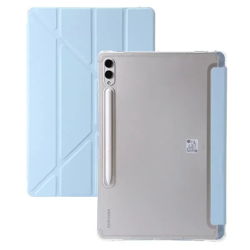 For Samsung Tab S9 Plus Case 12.4" Acrylic Clear Hard Back Stand Smart Cover For Galaxy Tab S9 FE S10 Plus Case With Pen Holder
