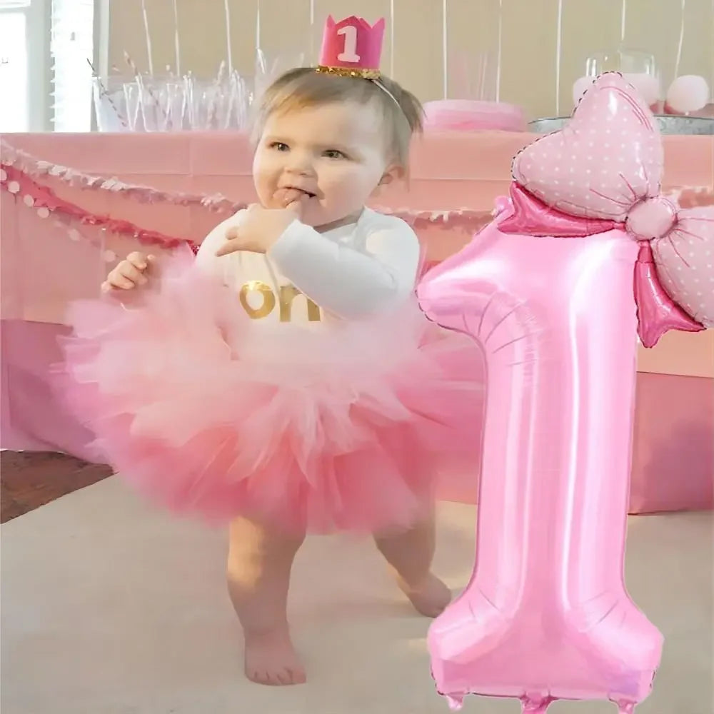 40 Inch Birthday Number Ballons New Girls Princess Birthday Pink Bownot Balloons Wedding Party Ballons Jumbo Number Balloon