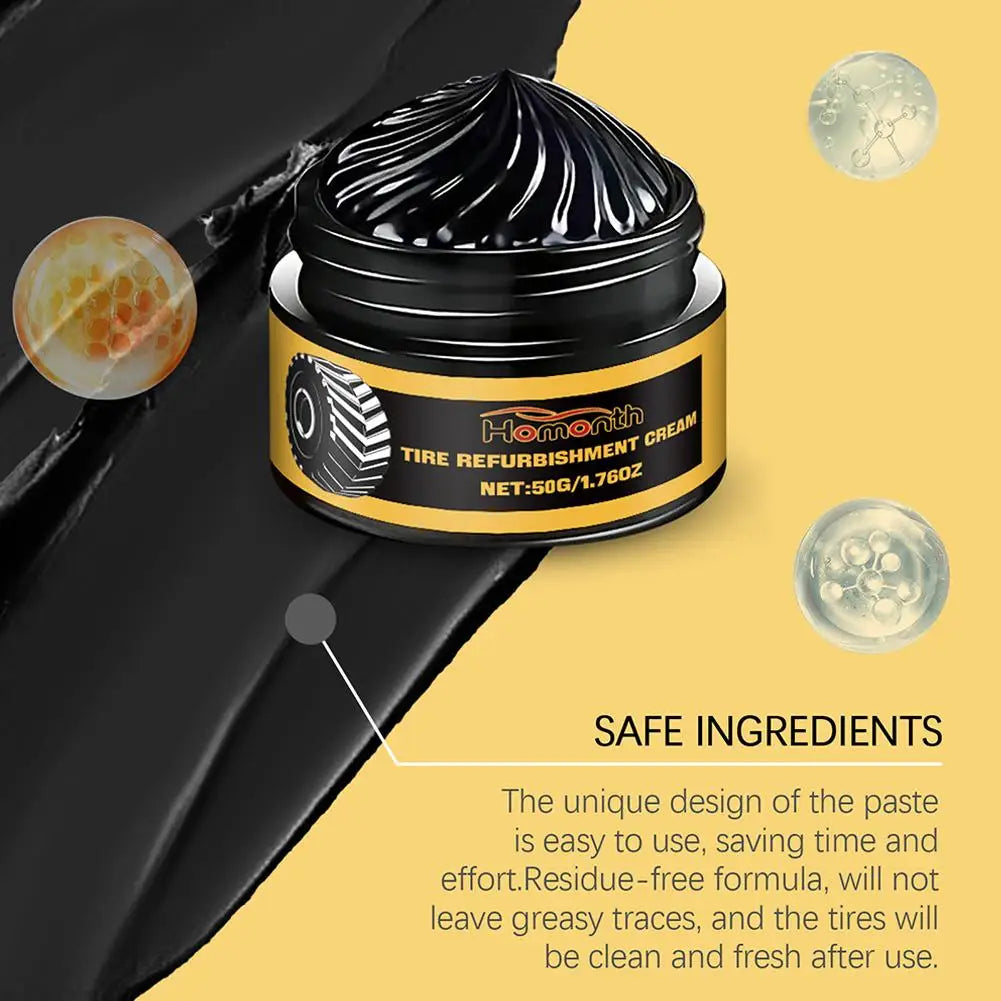 50g Tire Coating Wax Car Tire Retreading and Film Plating Cream Tire Shine Coating Wax Auto Rubber Parts Shiny Paste Anti-Aging