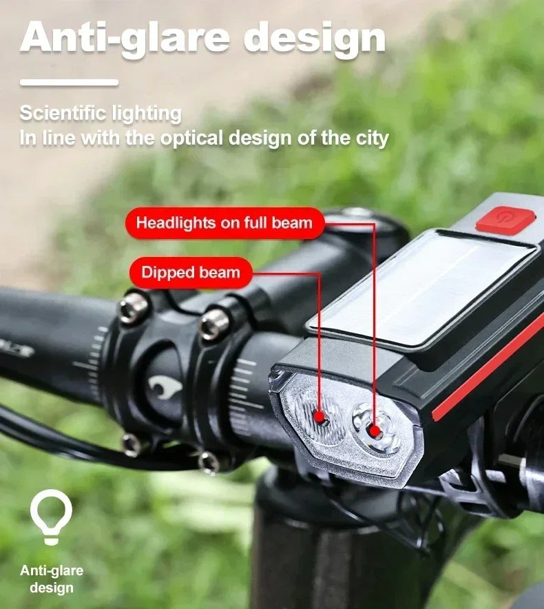 Bicycle Front Light USB Rechargeable with 120dB Horn Highlight Mtb Road Bike Headlight Night Riding Warning Lamp Cycling Light
