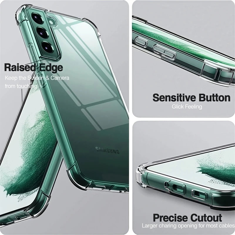 Full Camera Protection Silicone Soft Case For Samsung Galaxy S23 S22 S21 Plus FE Clear Back Case Ultra Thin Back Cover Coque TPU