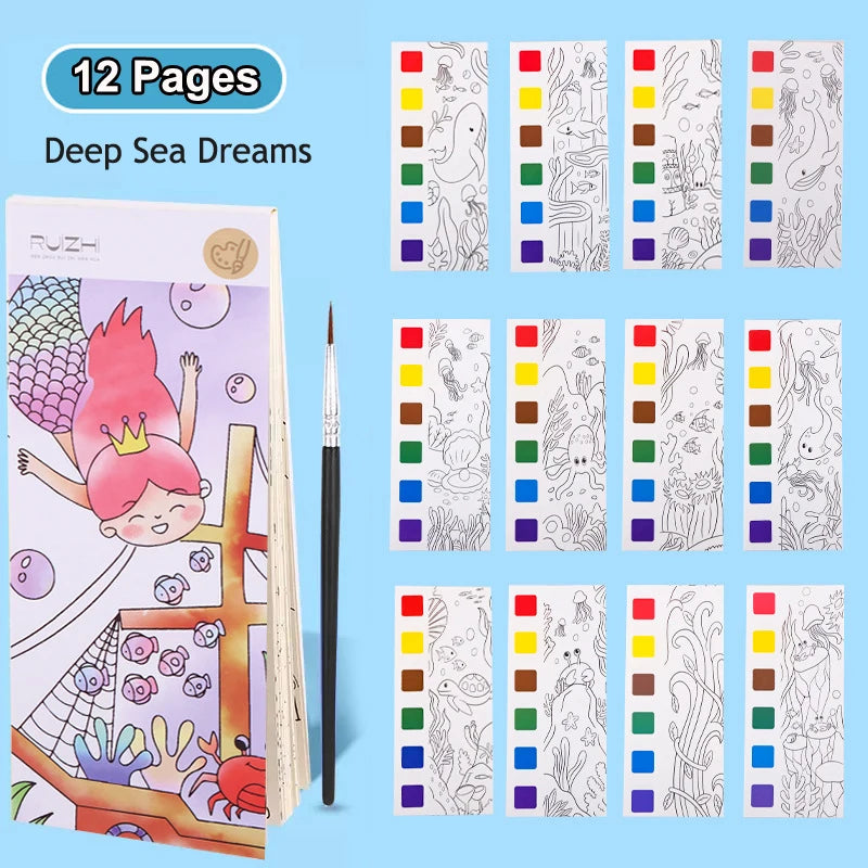 Coloring Books Portable Watercolor Painting Book Graffiti Picture Books Painting Drawing Toys For Children Gift