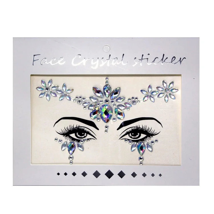 3D Rhinestone Bright Face stickers for festival Glitter Makeup Jewelry Sticker on Face crystals Gems jewels diamonds decoration