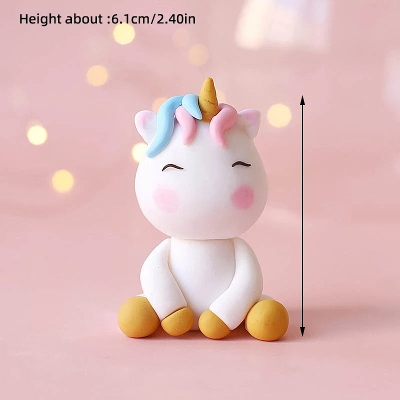 9 pcs unicorn rainbow cake topper unicorn with rainbow clouds stars Happy birthday cake decorations for girls one year old party