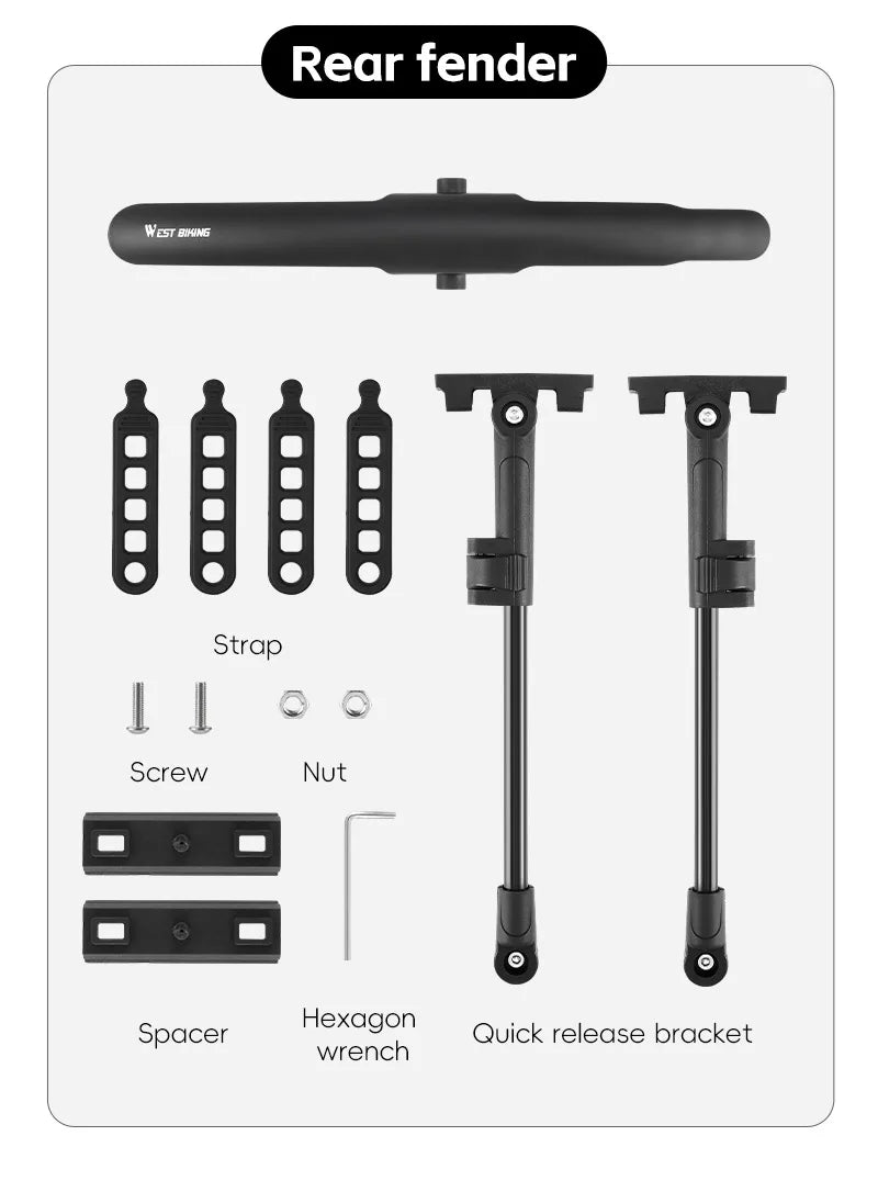 WEST BIKING Road Bike Fender Aerodynamic Lightweight Bicycle Mudguard Set Adjustable Front Rear Mud Protector Bike Accessories