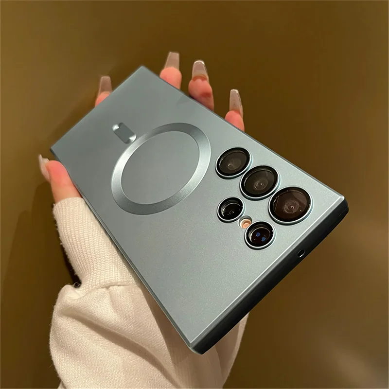 Luxury For MagSafe Magnetic Wireless Charging Case For Samsung Galaxy S24 S23 S22 S21 Ultra Fe Plus Lens Protective Back Cover