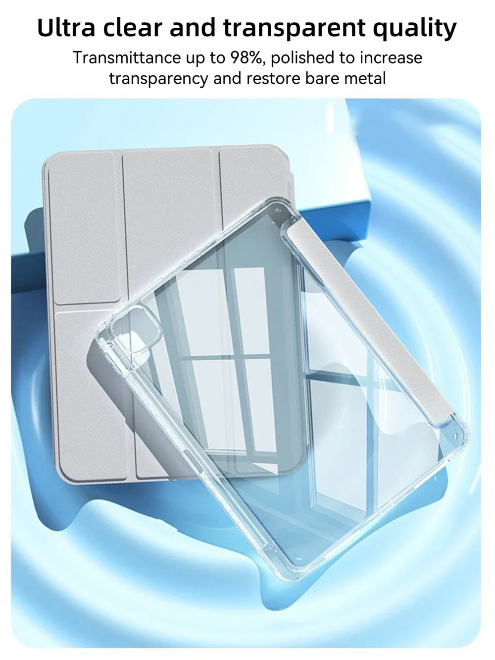 For iPad Case 2024 iPad Pro 13/11 M4 Air 11/13 M2 for 10th Gen Pro 12.9/11 Air 4/5th mini 6 Cover Y-bracket Acrylic Transparent