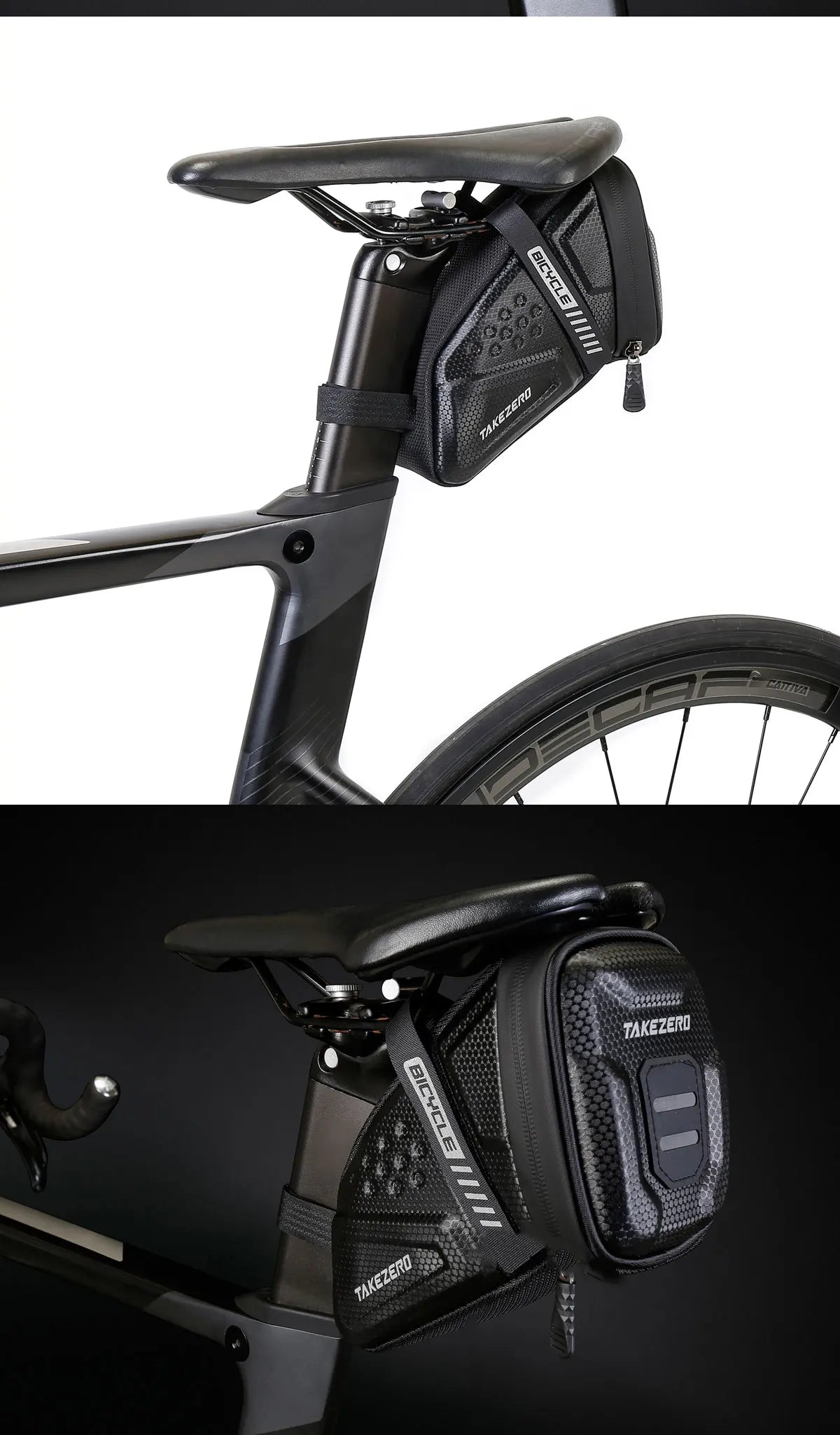 TAKEZERO TZ07 Bicycle Tail Bag Saddle Bag Mountain Bike EVA Hard Shell Road Bike Rear Bag Riding Equipment Accessories