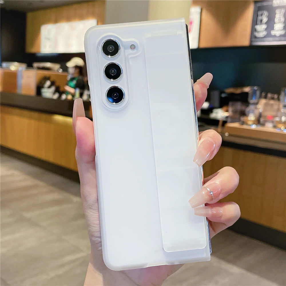 Luxury Soft Silicone Wrist Strap Bracket Phone Case For Samsung Galaxy Z Fold 6 5 4 3 ZFold 3 Cases Ultra Thin Matte Hard Cover