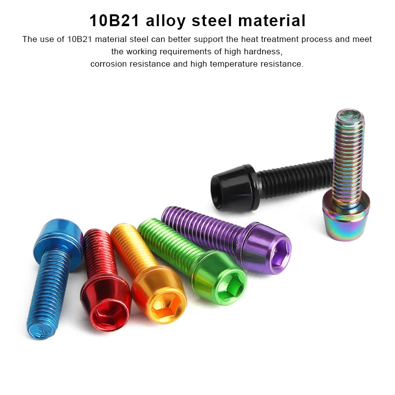 6pcs/set Bicycle Handlebar Screws Titanium-plated Colorful Stainless Steel M5*18MM MTB Bike Handle bar Stem Riser Screw In Bolts