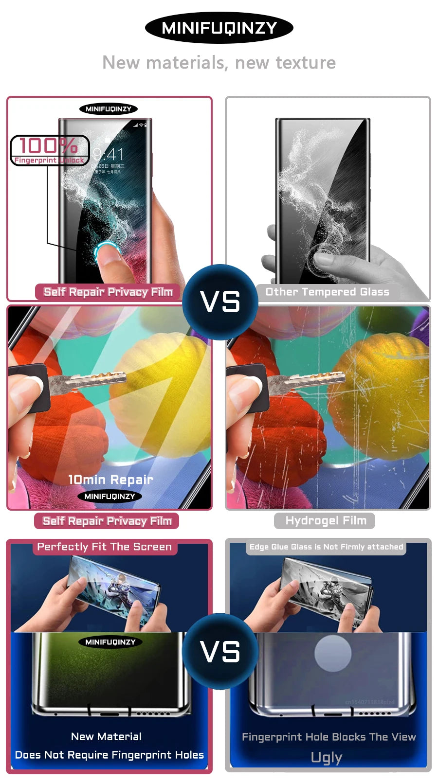 Self Repair Film For Samsung Galaxy S25 Ultra S24 S23 S22 S20 Plus FE Privacy Screen Protector Unlock S21 5G Note 20 Not Glass