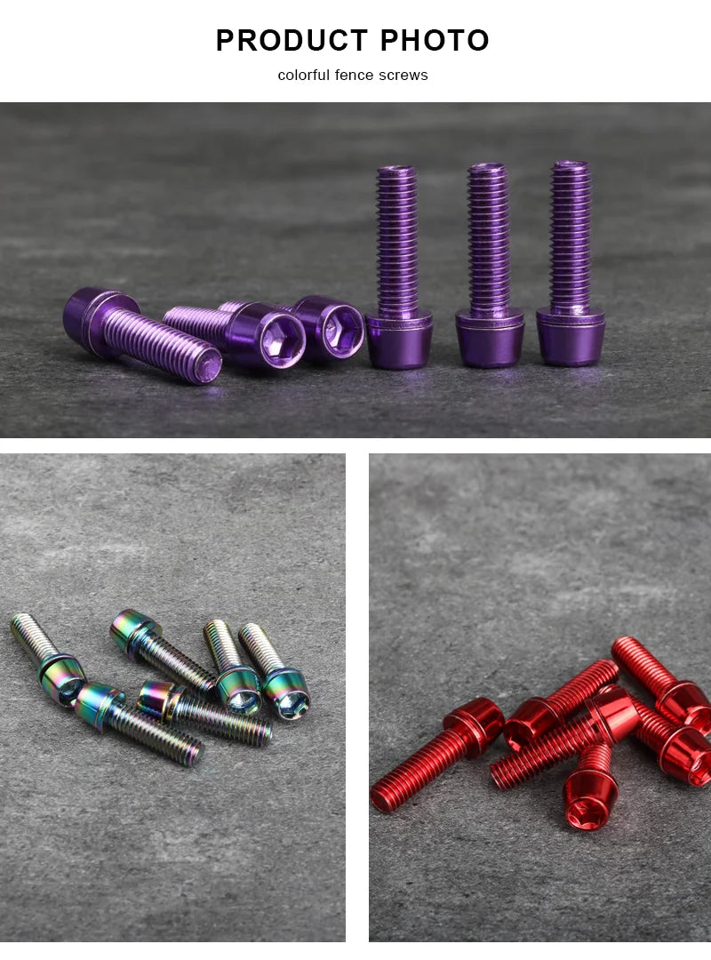 6pcs/set Bicycle Handlebar Screws Titanium-plated Colorful Stainless Steel M5*18MM MTB Bike Handle bar Stem Riser Screw In Bolts