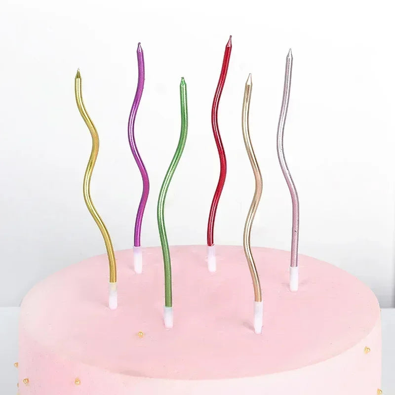 6/120/96Pcs Curved Cake Candles Birthday Baby Shower Gender Reveal Cupcake Decorating Candle Toppers Wedding Party Decorative