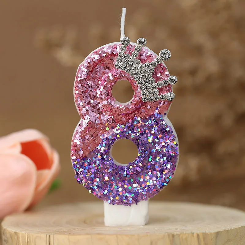 2nd Birthday Candle Cake Topper Colour Changing Creative Number 2 Candle Princess Crown Girl 1st Happy Birthday Party Decoration