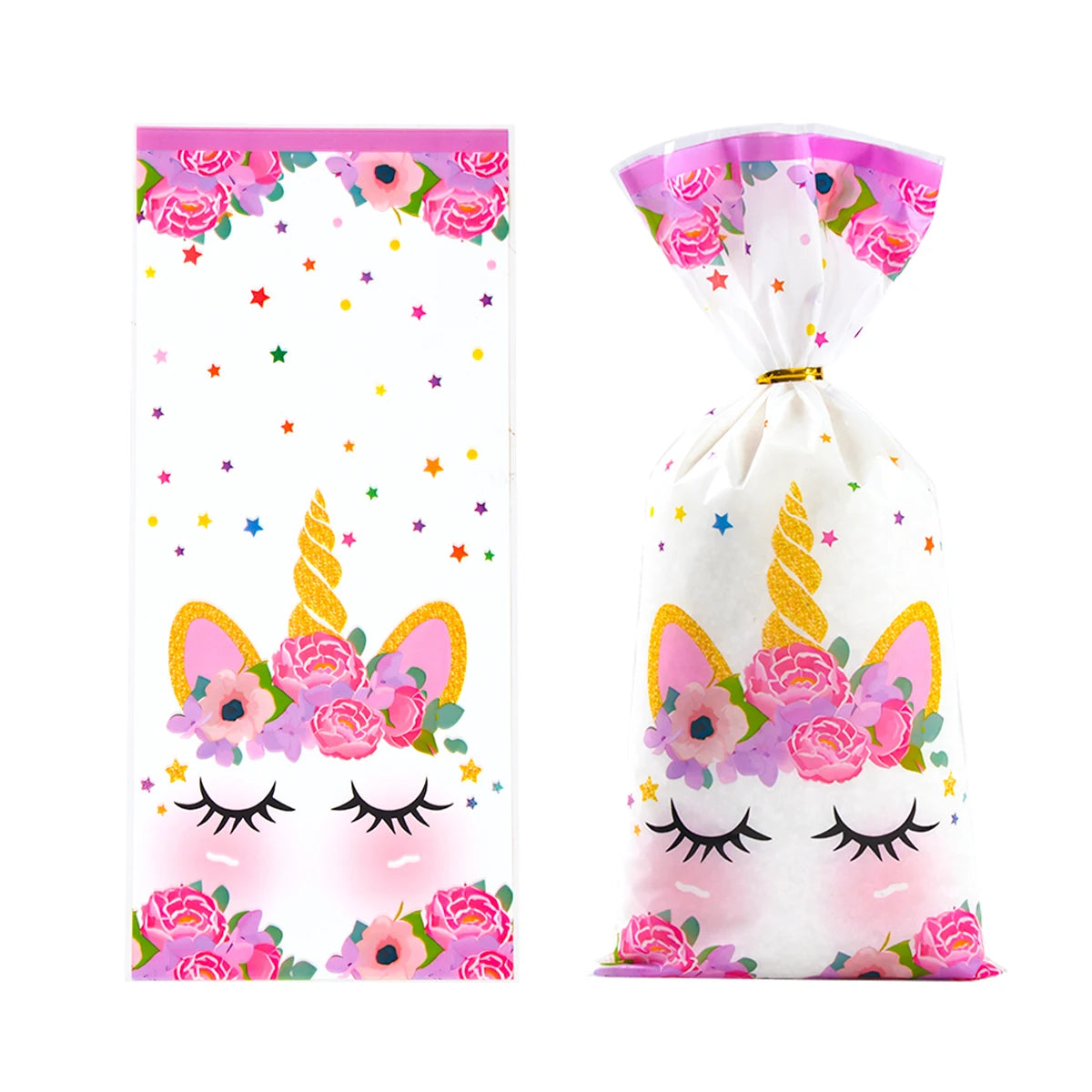 25/50/100pcs Unicorn Theme Candy Packing Bags Unicorn Birthday Party Decoration Kids Baby Shower Wedding Gift Bag Party Supplies