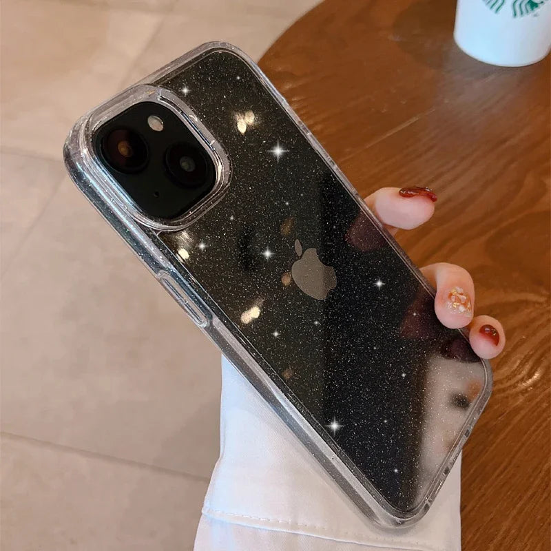 Luxury Glitter Bumper Bling Clear Case for IPhone 15 14 13 12 11 Pro Max Mini X XS Max XR 7 8 Plus 16 Pro Silicone Acrylic Cover