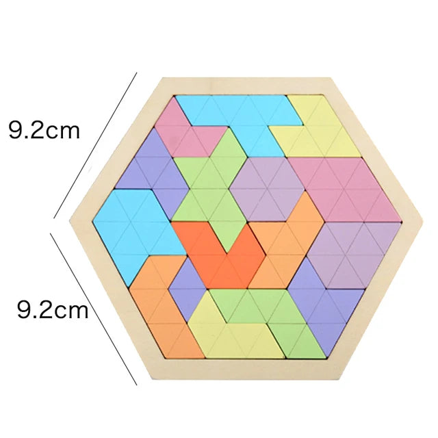 Montessori Wooden Toys 3D Jigsaw Puzzle Tangram Math Toys Baby Hand Grasp Board Shape Match Puzzle Educational Toys for Kids