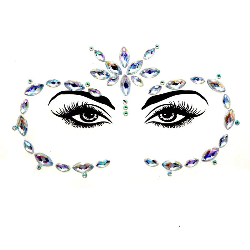 3D Rhinestone Bright Face stickers for festival Glitter Makeup Jewelry Sticker on Face crystals Gems jewels diamonds decoration