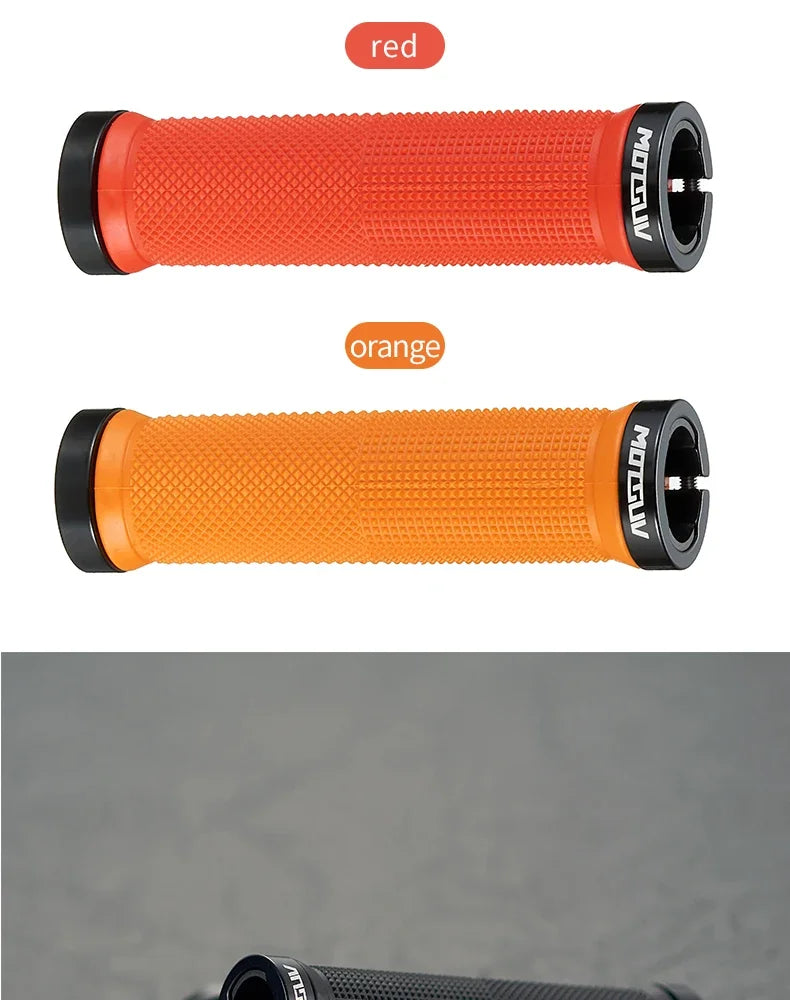 MOTSUV Bicycle Handle Bar Grips MTB Bike Soft Double-sided Locking Handlebar Cover Plug Rubber Non-slip Cycling Accessories Part