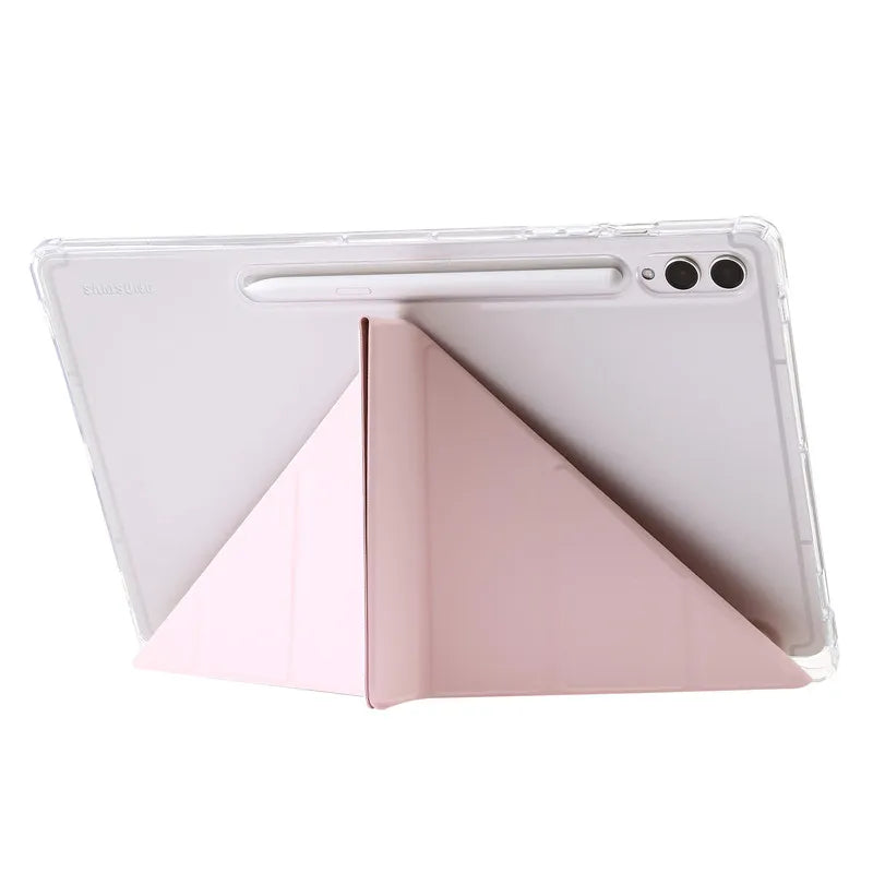 For Samsung Tab S9 Plus Case 12.4" Acrylic Clear Hard Back Stand Smart Cover For Galaxy Tab S9 FE S10 Plus Case With Pen Holder