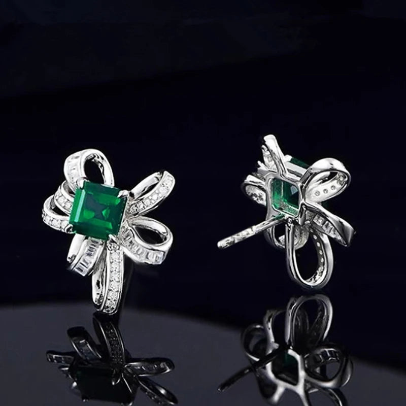 Modern Design Stud Earrings Luxury Female Personality Accessories with Bright Zirconia Silver Color Jewelry for Wedding