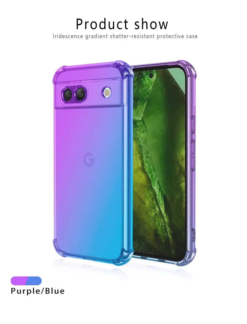 Shockproof Gradient Airbag TPU Case for Google Pixel 9 Pro XL 8A 8 Pro 7A 7 Pro 6A Protective Cover Fundas Coque Capa Shell
